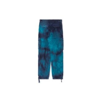 Pantalones largos informales de hombre Off-White con bolsillos cargo y estampado tie-dye, color azul