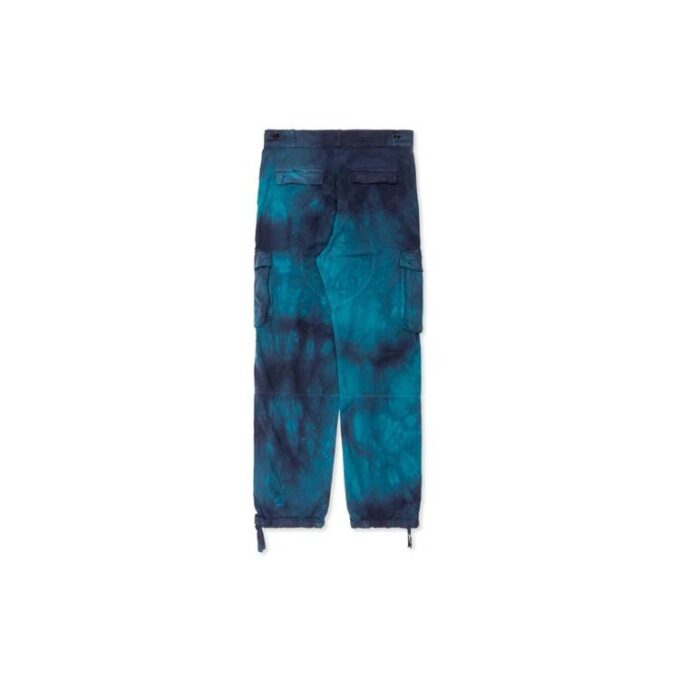 Pantalones largos informales de hombre Off-White con bolsillos cargo y estampado tie-dye, color azul