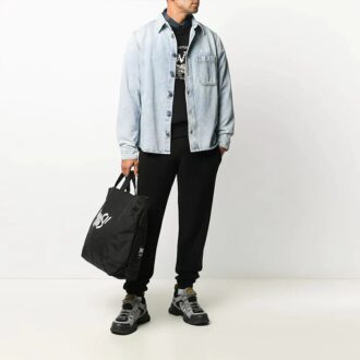 Pantalones largos informales de hombre Off-White con cintura elástica, de color liso, negros