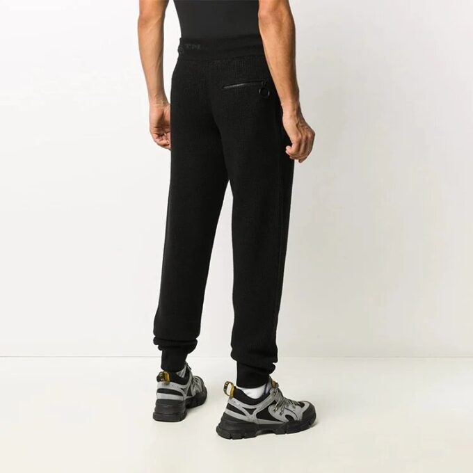 Pantalones largos informales de hombre Off-White con cintura elástica, de color liso, negros