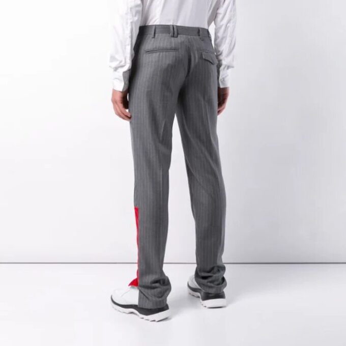 Pantalones largos informales de hombre Off-White con estampado de rayas, corte ajustado, color gris