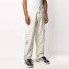Pantalones largos informales de hombre Off-White con patrón geométrico y hebilla, corte holgado, color blanco