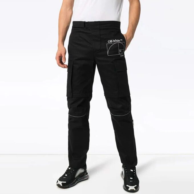 Pantalones largos informales desmontables con estampado de letras, versión estándar, negros