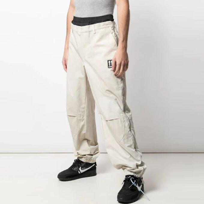 Pantalones largos informales para hombre Off-White, corte holgado, color beige