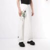 Pantalones largos rectos con estampado, corte holgado, blancos