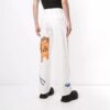 Pantalones largos rectos con estampado, corte holgado, blancos