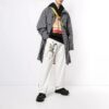 Pantalones largos rectos con estampado, corte holgado, blancos