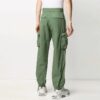 Pantalones largos rectos holgados con múltiples bolsillos, color verde