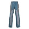Pantalones largos rectos informales con costuras, versión azul