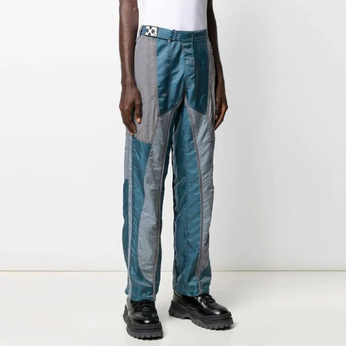 Pantalones largos rectos informales con costuras, versión azul