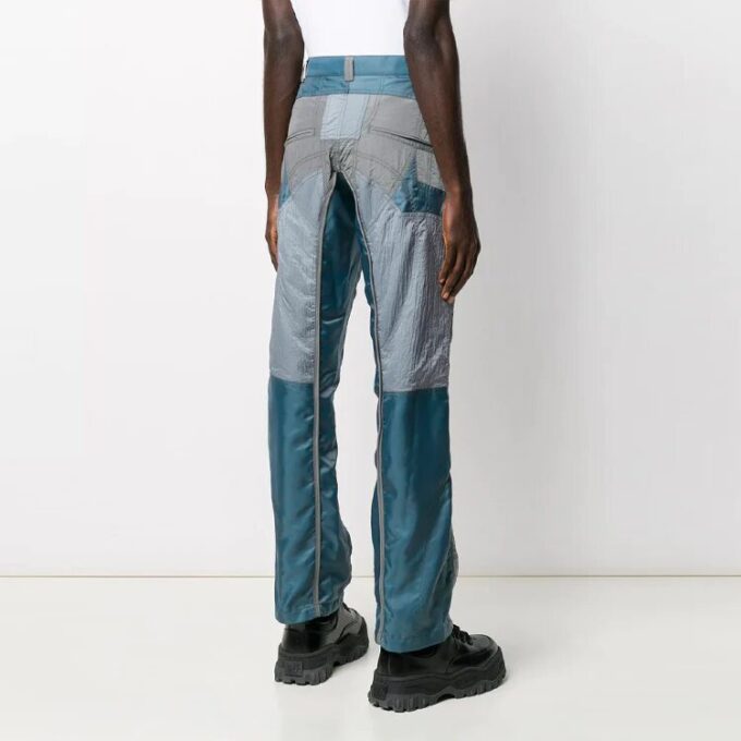 Pantalones largos rectos informales con costuras, versión azul