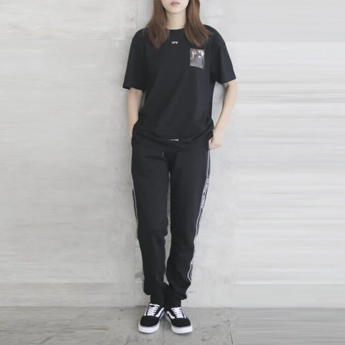 Pantalones Off-White para hombre con raya lateral, negros