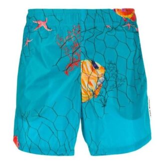 Pantalones Off-White para hombre de la colección primavera-verano 2021 con estampado pequeño en azul lago