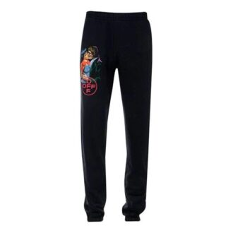 Pantalones oversize de algodón con logo para hombre, estilo urbano, negros