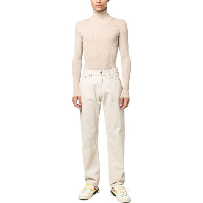 Pantalones rectos con cremallera «Beige»
