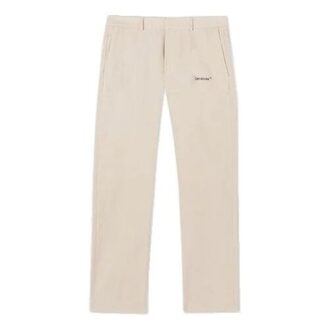 Pantalones rectos informales Off-White para hombre, colección primavera-verano 2022, color liso con estampado de logotipo, color beige