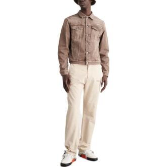 Pantalones rectos informales Off-White para hombre, colección primavera-verano 2022, color liso con estampado de logotipo, color beige