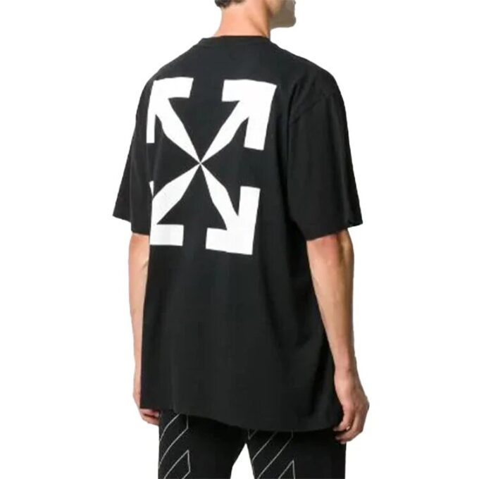Pintura en el pecho, estampado, manga corta, negro