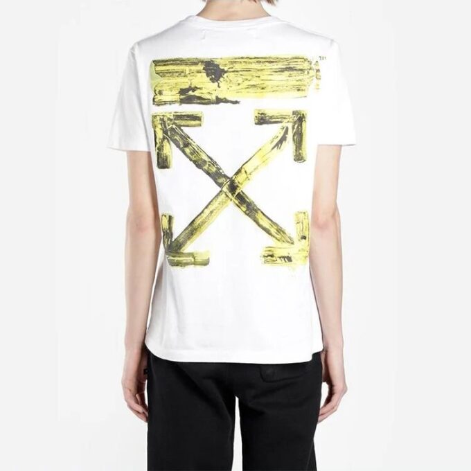 Pintura trasera con estampado de flecha de graffiti, pantalones cortos, blanco