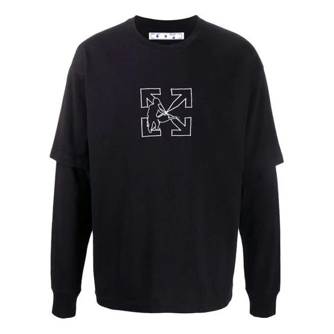 Polo Cargo de manga larga con logo, negro