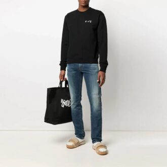 Polo de cuello redondo con estampado del logotipo de la temporada SS21, versión de manga corta, negro Polo de cuello redondo con estampado del logotipo de la temporada SS21, versión de manga corta, negro