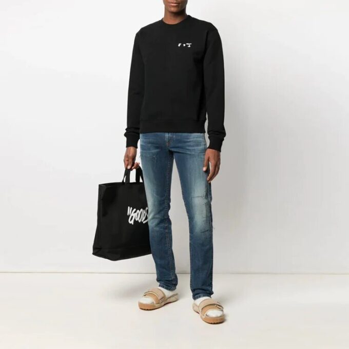 Polo de cuello redondo con estampado del logotipo de la temporada SS21, versión de manga corta, negro