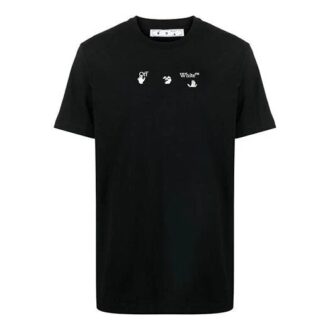 Polo de manga corta con cuello redondo y estampado de flechas Bolt, colección primavera-verano 2021, versión estándar, negro