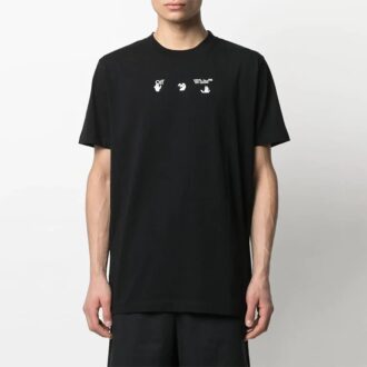 Polo de manga corta con cuello redondo y estampado de flechas Bolt, colección primavera-verano 2021, versión estándar, negro