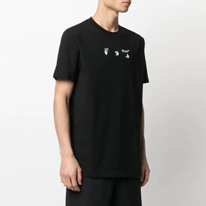 Polo de manga corta con cuello redondo y estampado de flechas Bolt, colección primavera-verano 2021, versión estándar, negro