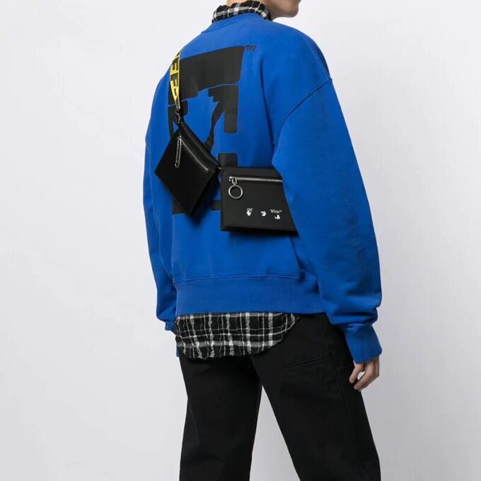 Serie Printing: Bolso bandolera con cremallera de estilo industrial, riñonera, negro