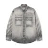 Sobrecamisa militar de Denim con bordados diagonales