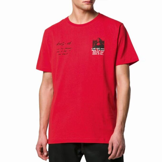 SS19 Camiseta de hombre con logo de la Mona Lisa, corte normal