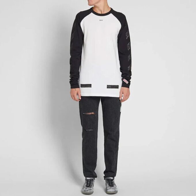 SS19 Manga raglán Colorblock Arrows Manga larga Versión estándar Blanco