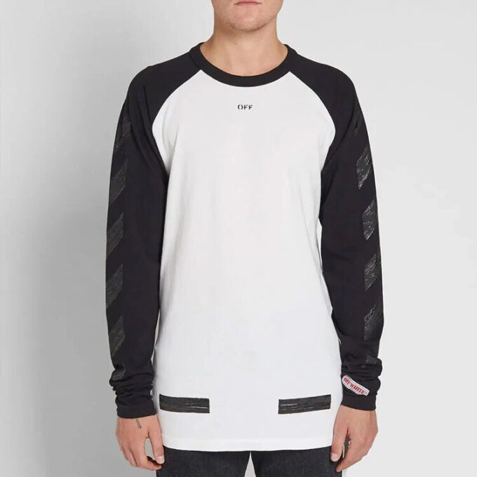 SS19 Manga raglán Colorblock Arrows Manga larga Versión estándar Blanco