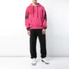 SS19 Sudadera con capucha de algodón con estampado en spray para hombre, rosa