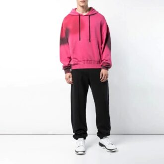 SS19 Sudadera con capucha de algodón con estampado en spray para hombre, rosa SS19 Sudadera con capucha de algodón con estampado en spray para hombre, rosa