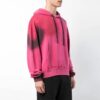SS19 Sudadera con capucha de algodón con estampado en spray para hombre, rosa