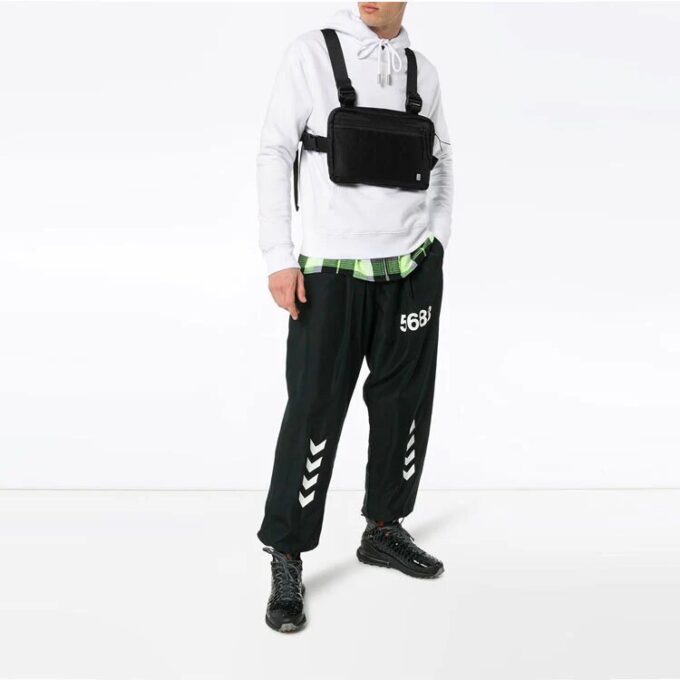 SS19 Sudadera con cordón y estampado de algodón y felpa para hombre, color blanco