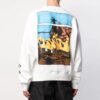 SS19 Sudadera de felpa con estampado de personajes de dibujos animados para hombre, blanca