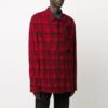 SS20 Camisa de cuadros para hombre con diseño de flechas en la espalda, rojo y negro