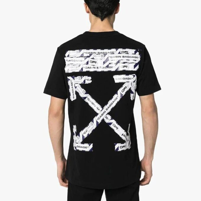 SS20 Camiseta de manga corta con logo y dibujo de flechas en la espalda para hombre, corte normal