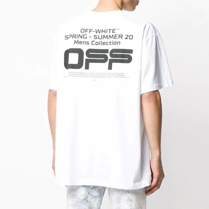 SS20 Camiseta oversize de manga corta con líneas onduladas en blanco
