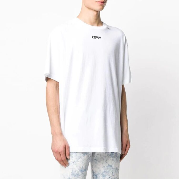SS20 Camiseta oversize de manga corta con líneas onduladas en blanco