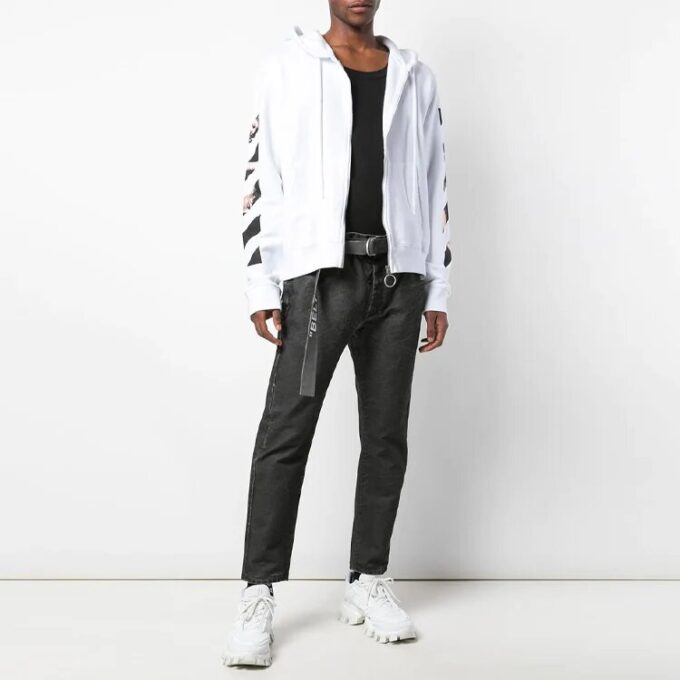 SS20 Caravaggio Arrow Slim con cremallera para hombre, blanco