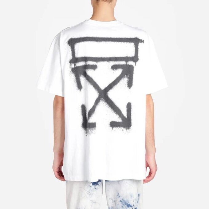 SS20 Virgil Abloh Pantalón slim blanco para hombre con estampado de pintura en spray