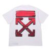 SS21 Camiseta de algodón de pantalones cortos con flecha roja en la espalda, corte holgado, color blanco