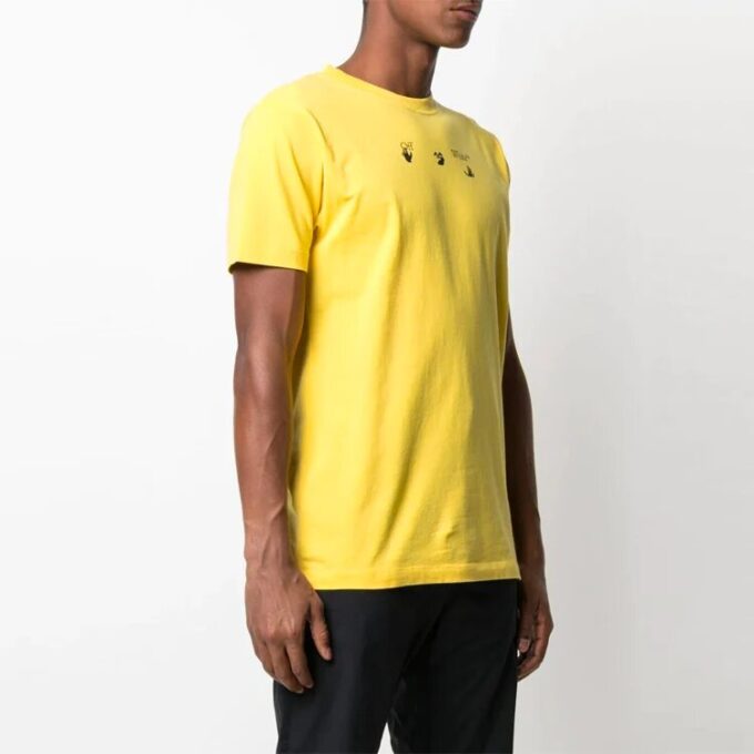SS21 Camiseta de cuello redondo con estampado de Arrows y logo, pantalones cortos, corte holgado, amarillo