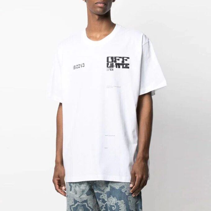 SS21 Camiseta de cuello redondo con logo, pantalones cortos y corte holgado, color blanco