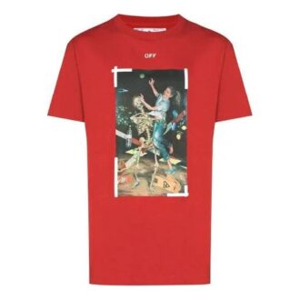 SS21 Camiseta de cuello redondo, pantalones cortos y corte holgado con estampado, color rojo