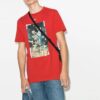 SS21 Camiseta de cuello redondo, pantalones cortos y corte holgado con estampado, color rojo